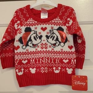 NWT Baby Mickey & Minnie Mouse Christmas Sweater